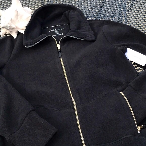 NWT Calvin Klein Black Zip Front Performance Fleece Jacket Size Medium - Picture 14 of 14